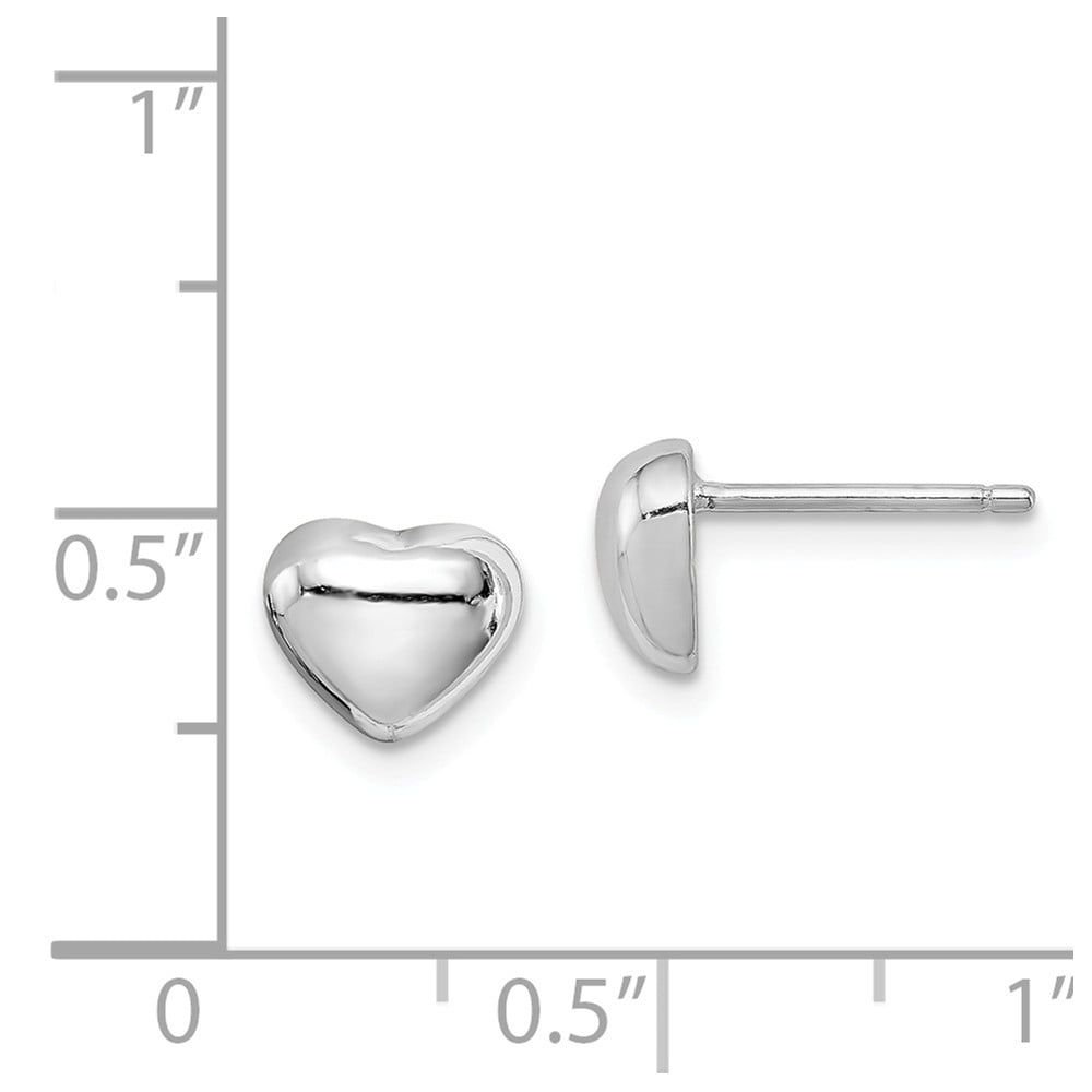 Diamond2Deal 925 Sterling Silver Rhodium Plated Heart Post Earrings
