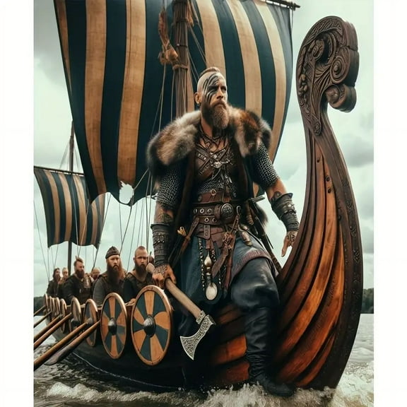 5D Embroidery Vikings Diamond Art Painting - Full Round Rhinestone Mosaic Home Decor