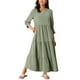 thumbnail image 2 of Vestido Maxi Casual de Mujer Inspire Chic con Mangas 3/4, Cuello en V, Corte Suelto, con Bolsillos, Talla XL, Verde Ejército, 2 of 6
