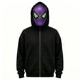thumbnail image 3 of Unisex Spider Hero Mask Hoodie, Black Hooded Sweatshirt with Spider Web Graphic Face Cover for Halloween Cosplay Themed Party, 3 of 8