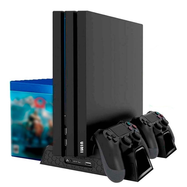 Base Enfriadora Compatible Con PS4 Normal Pro Slim Carga 2 Controles Con Soporte Para Cajas De Juegos VIMI