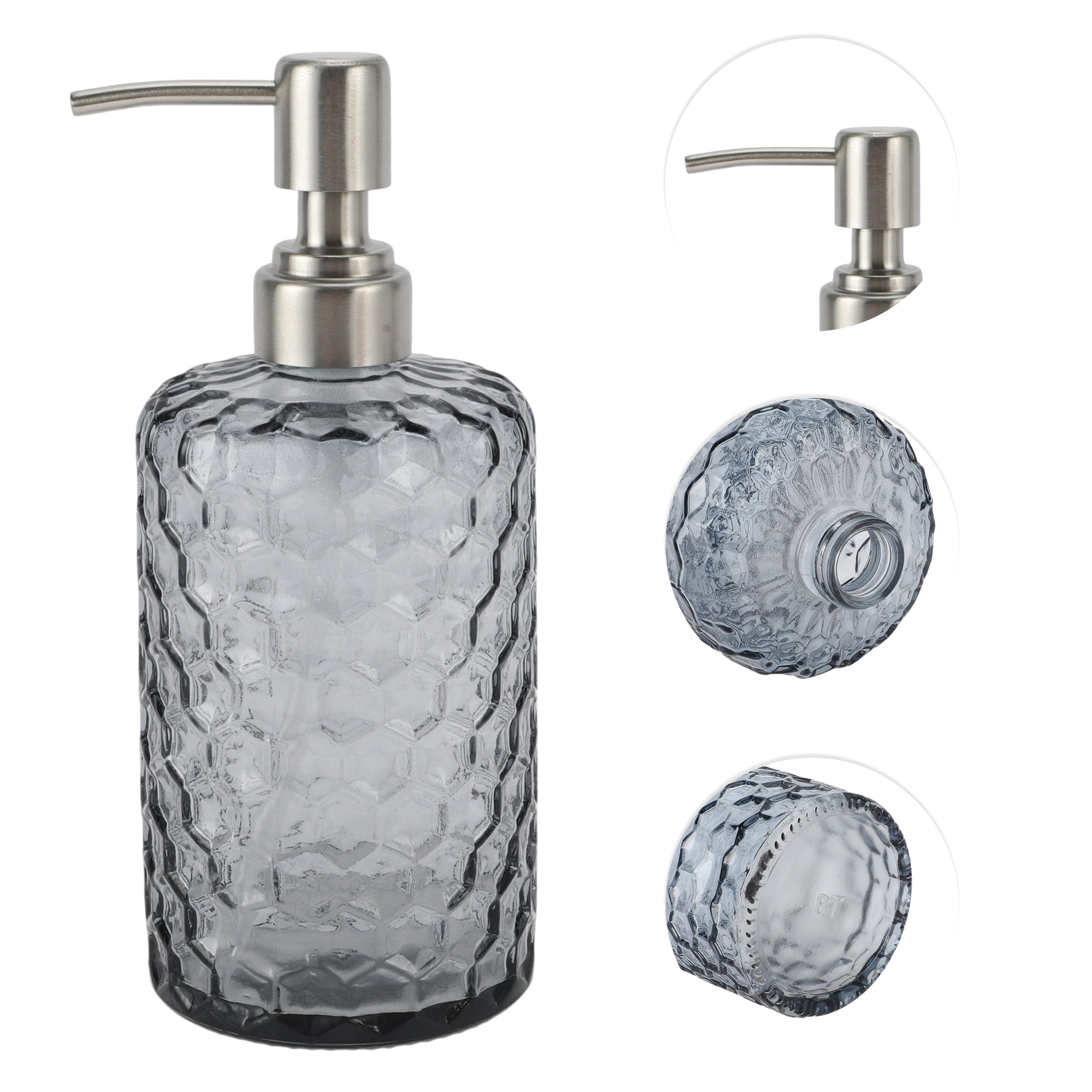 1 Pc Simple Cylindrical Soap Pump Dispenser for Bath 500ml Gray Silver Tone