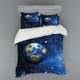 thumbnail image 2 of Ambesonne Space Bedding Set 3 Pcs, Planet Earth Solar System, Twin, Blue Green, 2 of 3