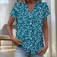 thumbnail image 4 of Ounisa Women's Loose V Neck Button Placket Drop Shoulder Sleeve Allover Print Casual Breathable Blouse, 4 of 5