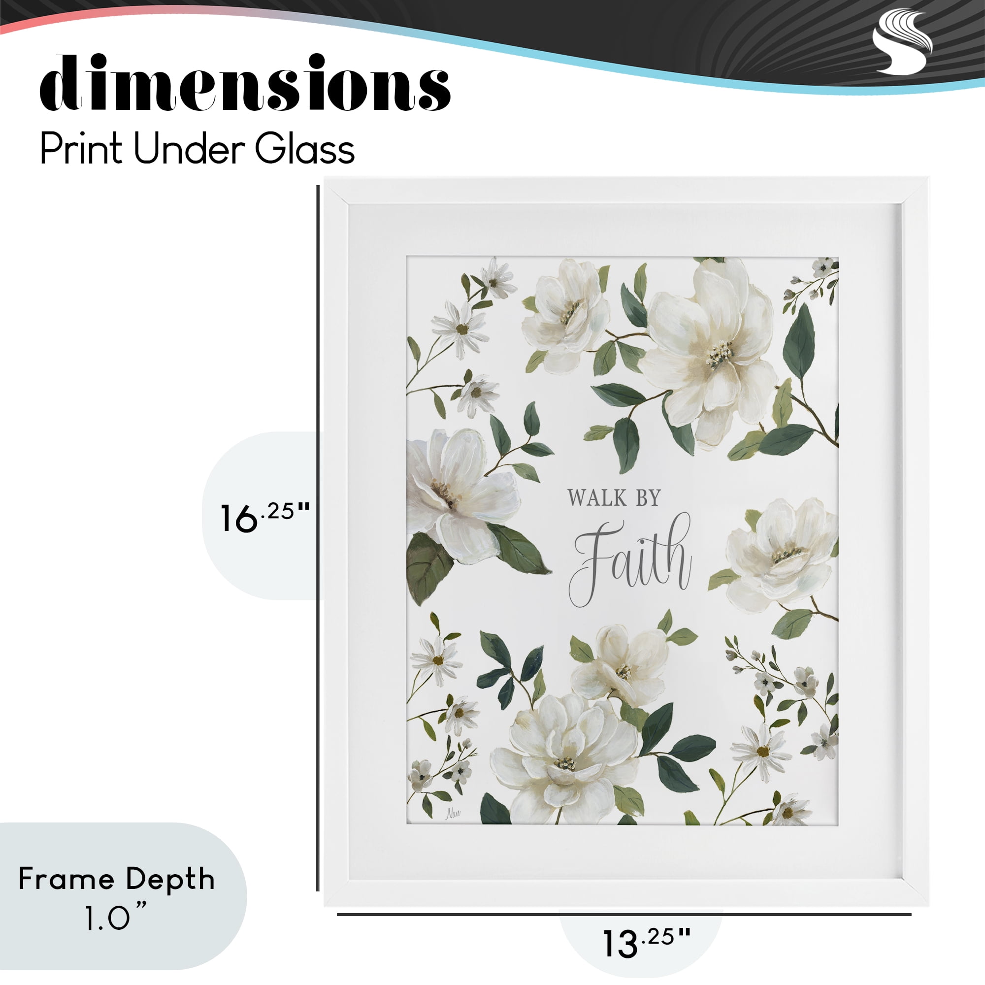 Stupell Industries Floral Walk By Faith White Framed Print Under Glass, design by Nan