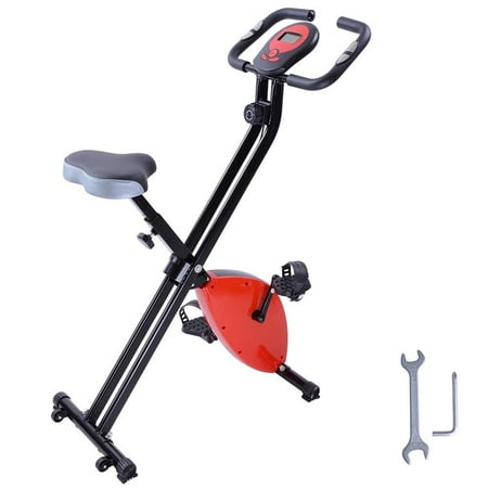 GHP 8-Step Resistance Adjustment 220.46Lbs Capacity Red Exercise Bike w LCD