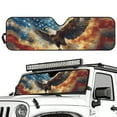 thumbnail image 2 of Jeiento Eagle Flag Foldable Windshield Sun Shade Compatible with Jeep Wrangler Sun Shade fit for Jeep Wrangler JL JLU 2018-2025 / Jeep Gladiator 2020-2025 ,Keep Car Interior Cooler, 2 of 6