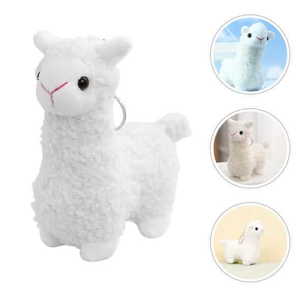 WEUVEB Mini Alpaca Keychain Backpack Charm White Key Holder Accessory for Handbags 1 Set