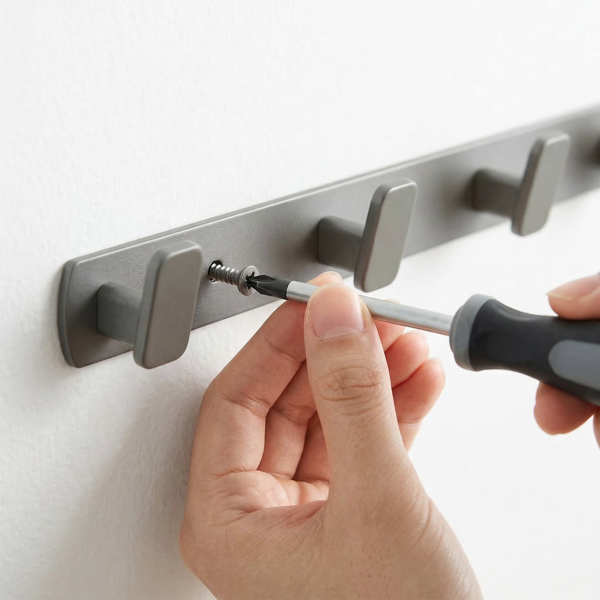 Unique Bargains Coat Rack Wall Mount Aluminum Hook for Entryway Bathroom Gray 21.3"x1.3"