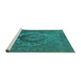 thumbnail image 2 of Ahgly Company Machine Washable Indoor Square Oriental Turquoise Blue Industrial Area Rugs, 6' Square, 2 of 4