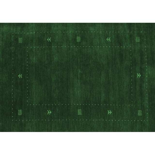 Ahgly Company Indoor Rectangle Abstract Emerald Green Contemporary Area Rugs, 5' x 8'