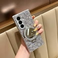 thumbnail image 3 of Designed For Samsung Galaxy Z Fold 5 Glitter Kickstand Case,Cute Luxury Bling Sparkly with Mirror Bling Diamond Ring Stand Soft TPU Bumper Shockproof Women Girl Protective Case,Black, 3 of 9