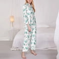thumbnail image 3 of Sikiie Leaf Print Green Women's Long-Sleeve Shirt and Full-Length Bottom Pajama Set (s-xxl)-Medium, 3 of 7