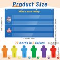 thumbnail image 2 of Classroom Attendance Chart with 72 Cards, Polyamide Pocket Chart for Preschool, Kindergarten, Daycare - Includes 4 Hooks & Erasable Pen, Wall-Mounted Teacher Accessory, 2 of 5