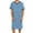 Blue, variant on Luxalzxs Summer Tee Tops Casual Loose Fit V-Neck Short Sleeve Pockets Long Sleepwear Loose Pajamas Sleep T-Shirts for Men