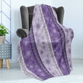 thumbnail image 4 of Ethnic Soft Flannel Fleece Throw Blanket, Scroll Western Christmas Snowflakes Middle Eastern Noel Print, Cozy Plush for Indoor and Outdoor Use, 70" x 90", Lavender Violet White, by Ambesonne, 4 of 5