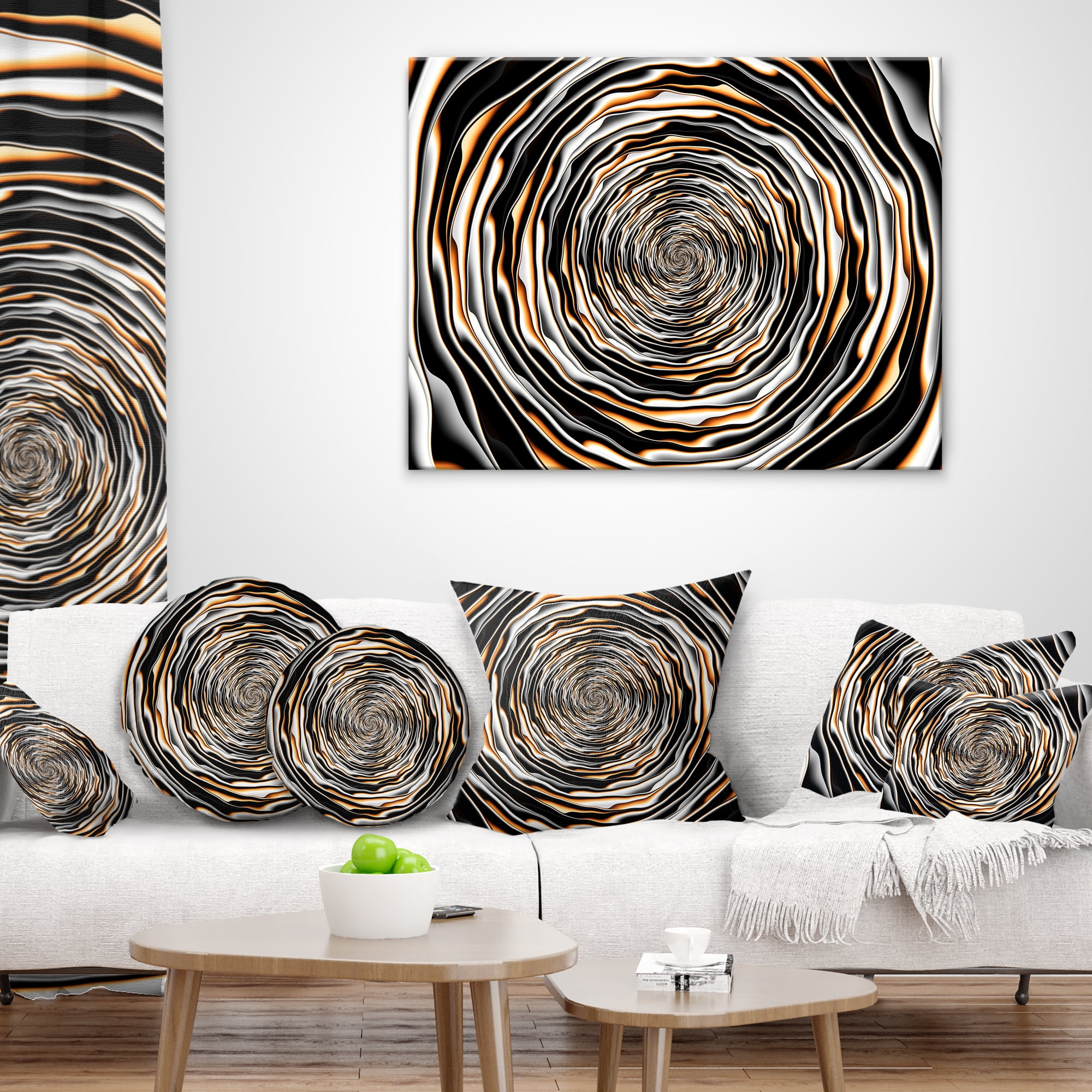 Designart Fractal Rotating Abstract Design - Abstract Throw Pillow - 16x16