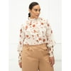 ELOQUII Elements Women's Plus Size Bohemian Print Ruffle Top