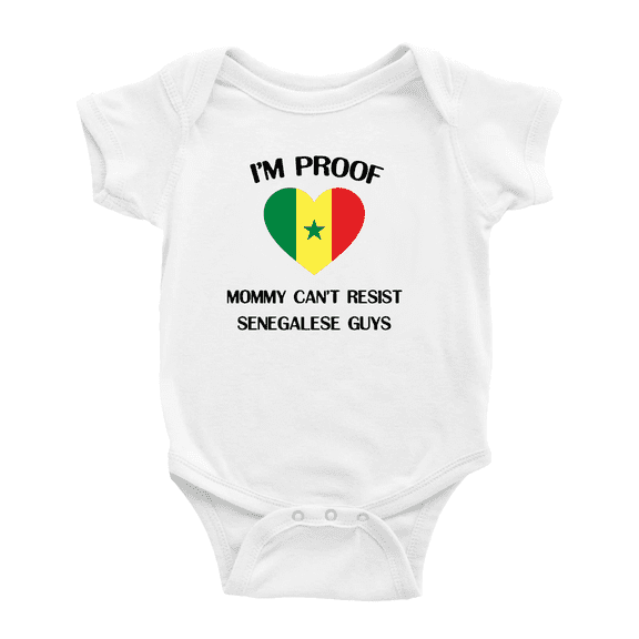 I'm Proof Mommy Can't Resist Senegalese Guys Baby Bodysuits Newborn Clothes (White, 3-6 Months)