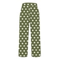 thumbnail image 5 of Polka Dot Print Linen Pants for Women Button Side Slit Vintage Trousers Lightweight Casual Slacks Elastic Waist Wide Leg Beach Palazzo Trouser with Pockets 2026 Green S, 5 of 6