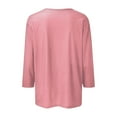 thumbnail image 5 of Womens Tops Women's Fashion Casual Round Neck 3/4 Sleeve Loose Printed T-Shirt Ladies Cardigan Shirts for Women Kagetolytai Pink 2XL, 5 of 5