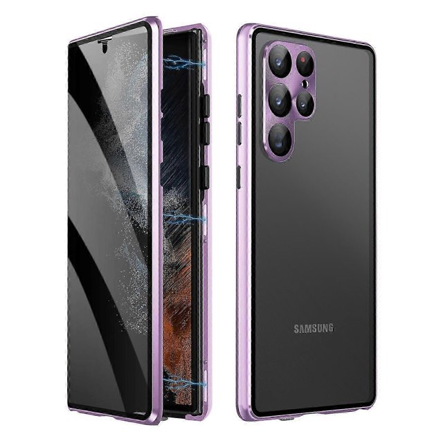 Privacy Magnetic Case for Samsung Galaxy S24, Anti Peeping Double Sided Tempered Glass Phone Case Super Magnetic Adsorption with buckle