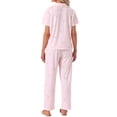 thumbnail image 3 of INSPIRE CHIC Women's Button Up Pajama Sets Short Sleeve Shirt Long Pants Lounge Set Sleepwear 2026 S Light Pink, 3 of 6