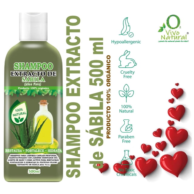 Shampoo VIVONATURAL con Extracto DE Sábila 500 ml fortalecedor e hidratante del Folículo Piloso