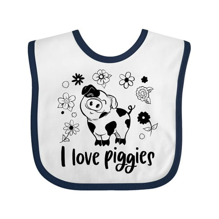 

Inktastic I Love Piggies Cute Pig and Flowers Gift Baby Boy or Baby Girl Bib