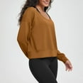 thumbnail image 4 of CQONEPT Womens Sweatshirts Scoop Neck Casual Pullover Tops Long Sleeve Tunic Tops Solid Fall Fashion Clothes Brown XL, 4 of 6