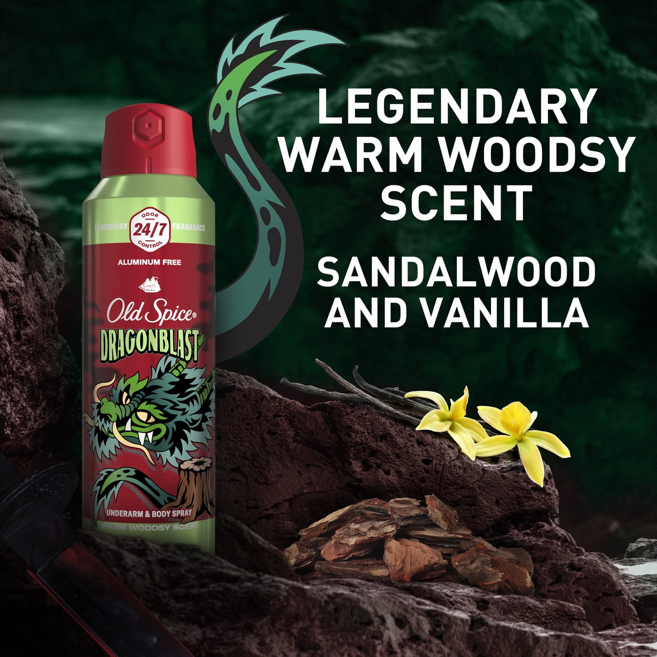 Old Spice Aluminum Free Body Spray for Men, Dragonblast, 5.1 oz