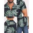thumbnail image 7 of DARING DIVA Men's Short Sleeve Button Down Camp Collar Leaf Print Shirts S Black Green, 7 of 7