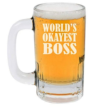 

12oz Beer Mug Stein Glass World s Okayest Boss