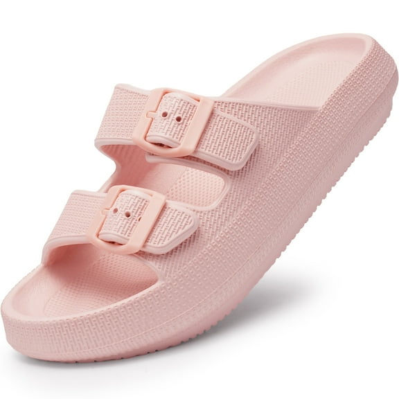 HARVEST LAND Women Slides Sandals Adjustable Double Buckles Cloud Sandals for Women Summer Beach