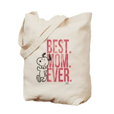 CafePress - Snoopy Best Mom Ever - Natural Canvas Tote Bag, Cloth Shopping
