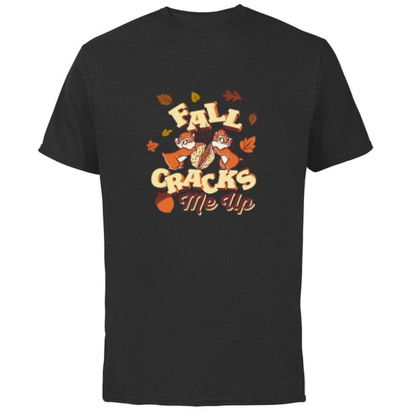 Disney Chip ‘n’ Dale Fall Cracks Me Up Funny Autumn - Short Sleeve Cotton T-Shirt for Adults - Customized-Black