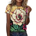 thumbnail image 3 of Flower Power T-Shirt O Neck Oversize T-Shirts Short Sleeve Classic Tees Women Summer Graphic Tops, 3 of 5