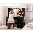thumbnail image 4 of Merluxy 47.2" Girls Vanity Desk with Mirror and Adjustable LED Lights, 7 Drawers Makeup Table with Glass Top and Charging Station, Black, 4 of 8