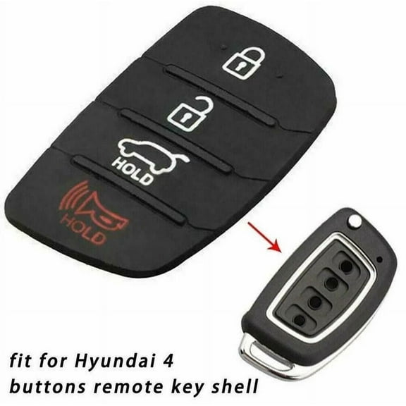 Black 4 Button Rubber Pad Replacement for Hyundai Remote Key Shell Case Cover