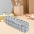 thumbnail image 6 of Unique Bargains 1 Pc Plaid Retro Style Drawstring Makeup Bag for Vacation White Blue Cotton, 6 of 6