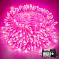 thumbnail image 1 of Cadena de luces Einiiya, 25 m, color rosa, 250 LED, 8 modos, resistente al agua, 1 of 7