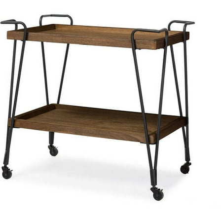 Asi Grab Bars - Baxton Studio Alera Rustic Industrial Style Antique Black Textured Finish Metal Distressed Ash Wood Mobile Serving Bar Cart
