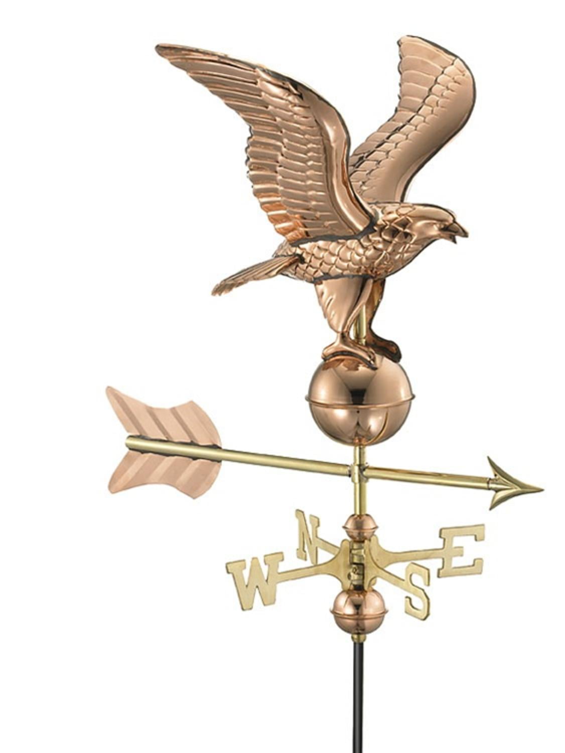 24" Handcrafted Polished Copper Patriotic Eagle Outdoor Weathervane with Garden Pole by CC Home Furnishings