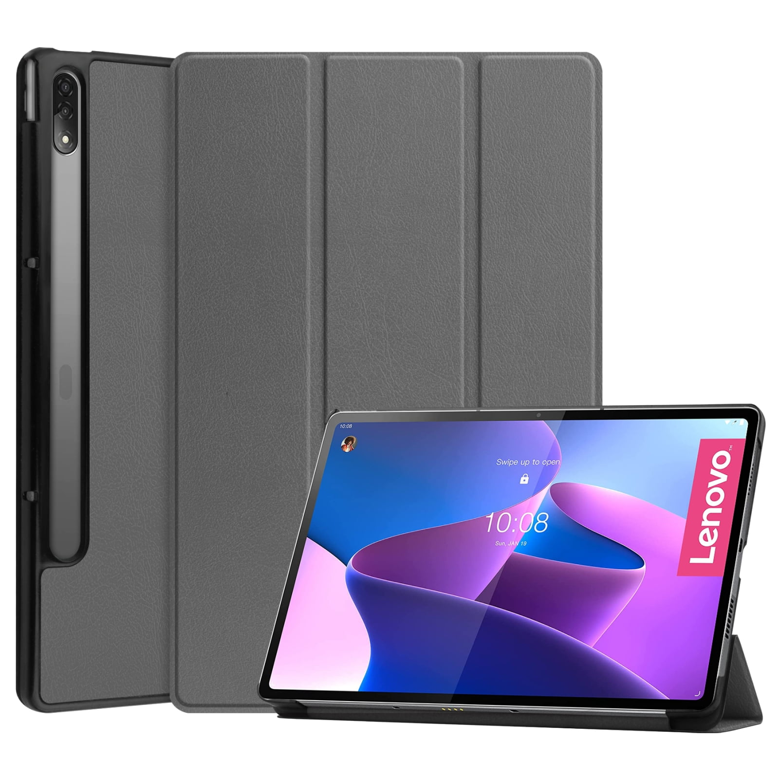 For Lenovo Tab P12 Pro  Three-folding Holder Custer Texture Leather  Tablet Case | Walmart Canada