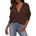 thumbnail image 4 of PRETTYGARDEN Women's Fall Quarter Zip Pullover Sweaters Dressy Casual Long Sleeve V Neck Collared Knit Jumper Tops, 4 of 7
