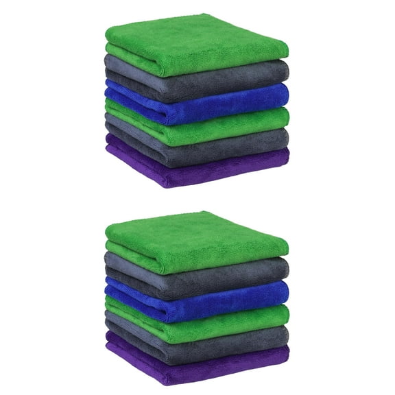 Unique Bargains 12"x12" Microfiber Thick Absorbent Dishwashing Kitchen Towels Multicolor
