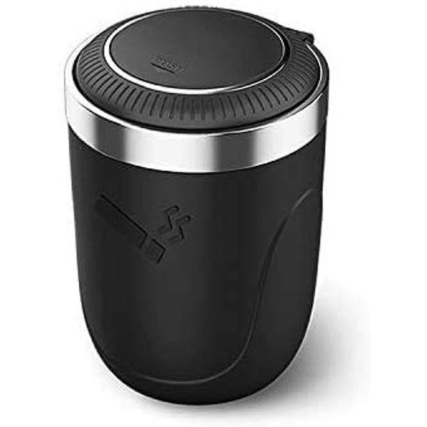Car Ashtray, Car Trash Can With Lid And Led Light, BuiltIn Button