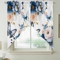 thumbnail image 2 of Vintage Blue Floral Swag Curtains for Kitchen/Bedroom/Living Room, Farmhouse Watercolor Flower Butterflies Scalloped Curtains 63 Inch Long, Window Swag Topper Curtains Valances 2 Panels Set 36"x63", 2 of 8