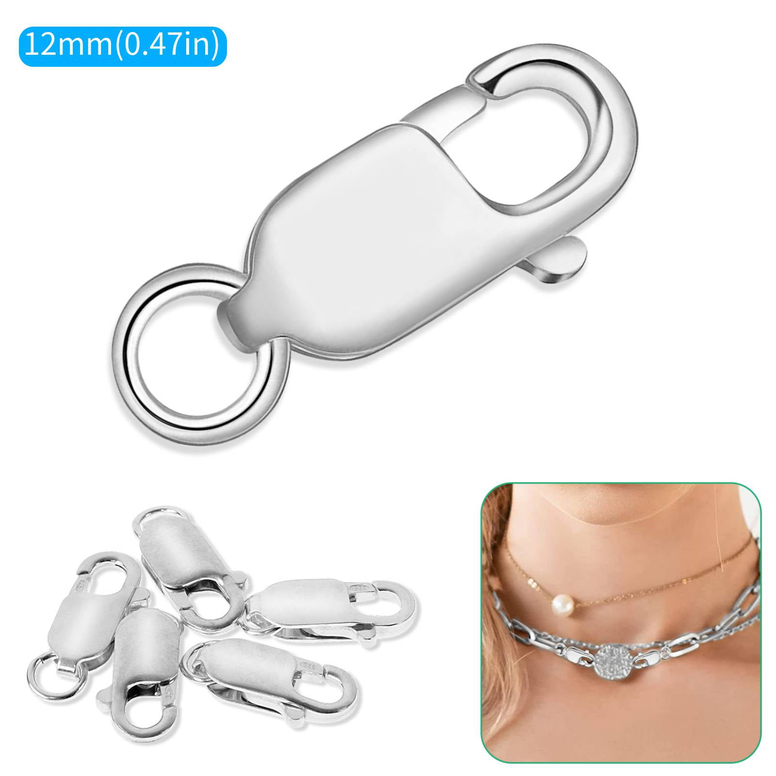 12 INCH  SILVER PLATED 4MM NECKLACE EXTENDER WITH 12MM LOBSTER CLAW CLASP 