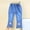 Light Blue A, variant on Kids Girls Pants Solid Bunny Pearl Elastic Waist Slim Flare Denim Casual Trousers Sizes 4-12Y